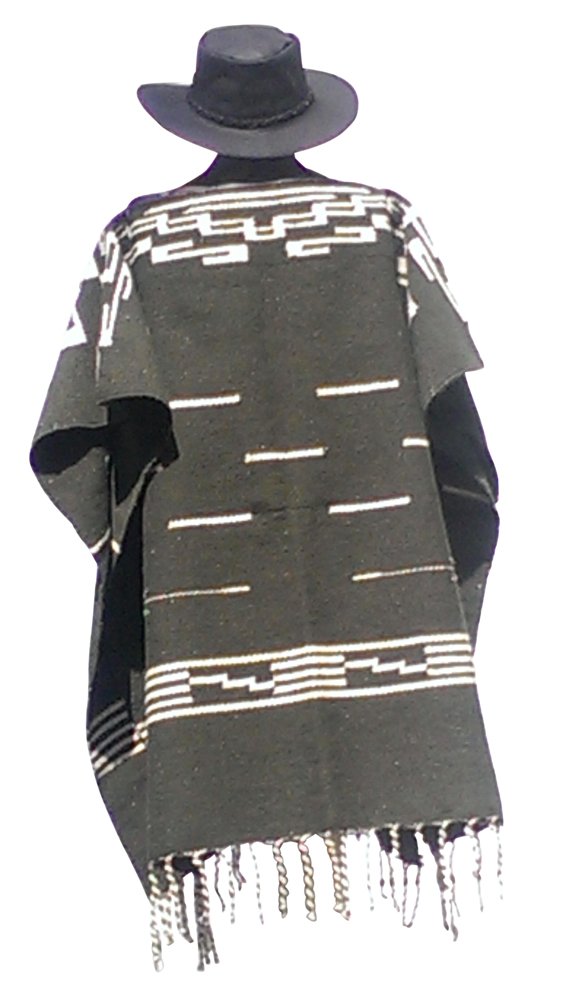 Sharpshooter Clint Eastwood Spaghetti Western Original Pattern 100% Wool Poncho w Leather Hat