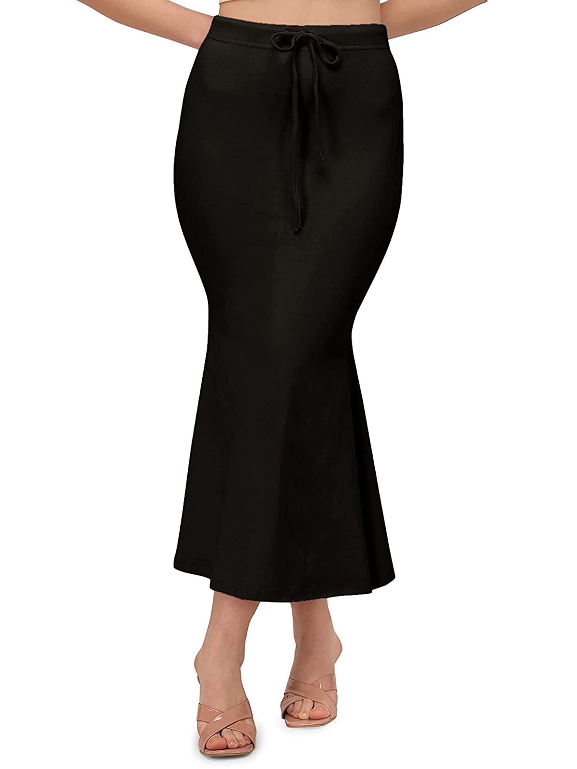 Elliti Black Color Lycra Blended Saree Shapewear Petticoat For Women | Shapers For Women'S Sarees | Full Elastic | Full Leg Cove
