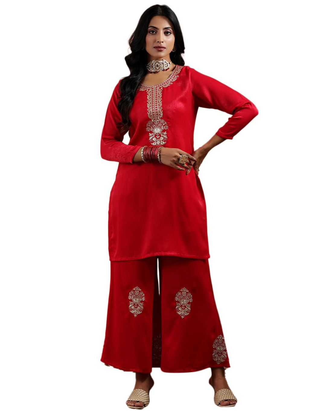 Libas Womens Embroidered Velvet Co-Ord Set For Women