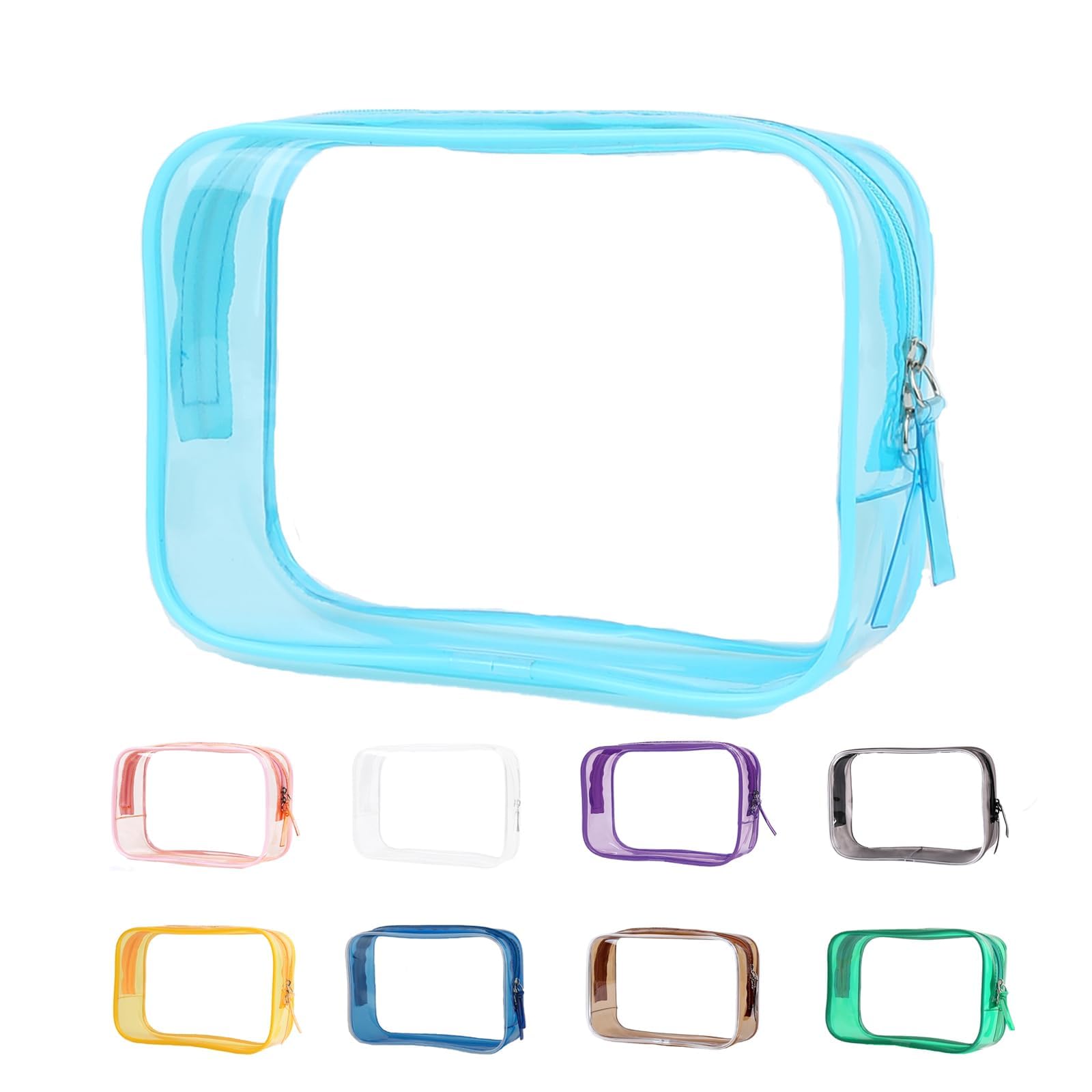 Clear Pouch, Clear Makeup Bag, 6.6x2.3x4.7 TSA Approved Toiletry Bag, Clear Travel Bags for Toiletries, Clear Cosmetic Bag for W