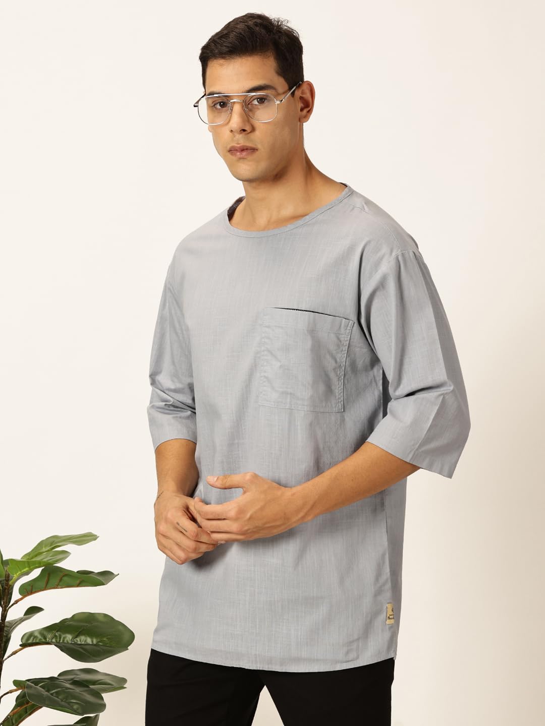 Thomas Scott Men'S Linen Relaxed Shirt (Ts1525_Light Grey