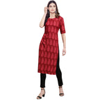 Pinkmint Women'S Crepe Maroon Color Floral Digital Printed Straight Kurti [F-530337_Xl]