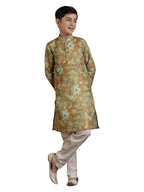 Manyavar Boys Viscose Blend Printed Kurta Pyjama Set (2pcs)(10-12 years)