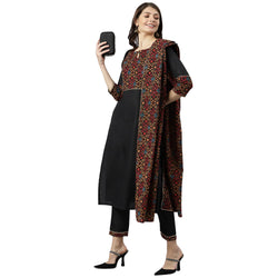 Anni Designer WomenS Polycotton Straight Kurta With Pant & Dupatta (Oggy Black_Xxl_Black_Xx-Large)