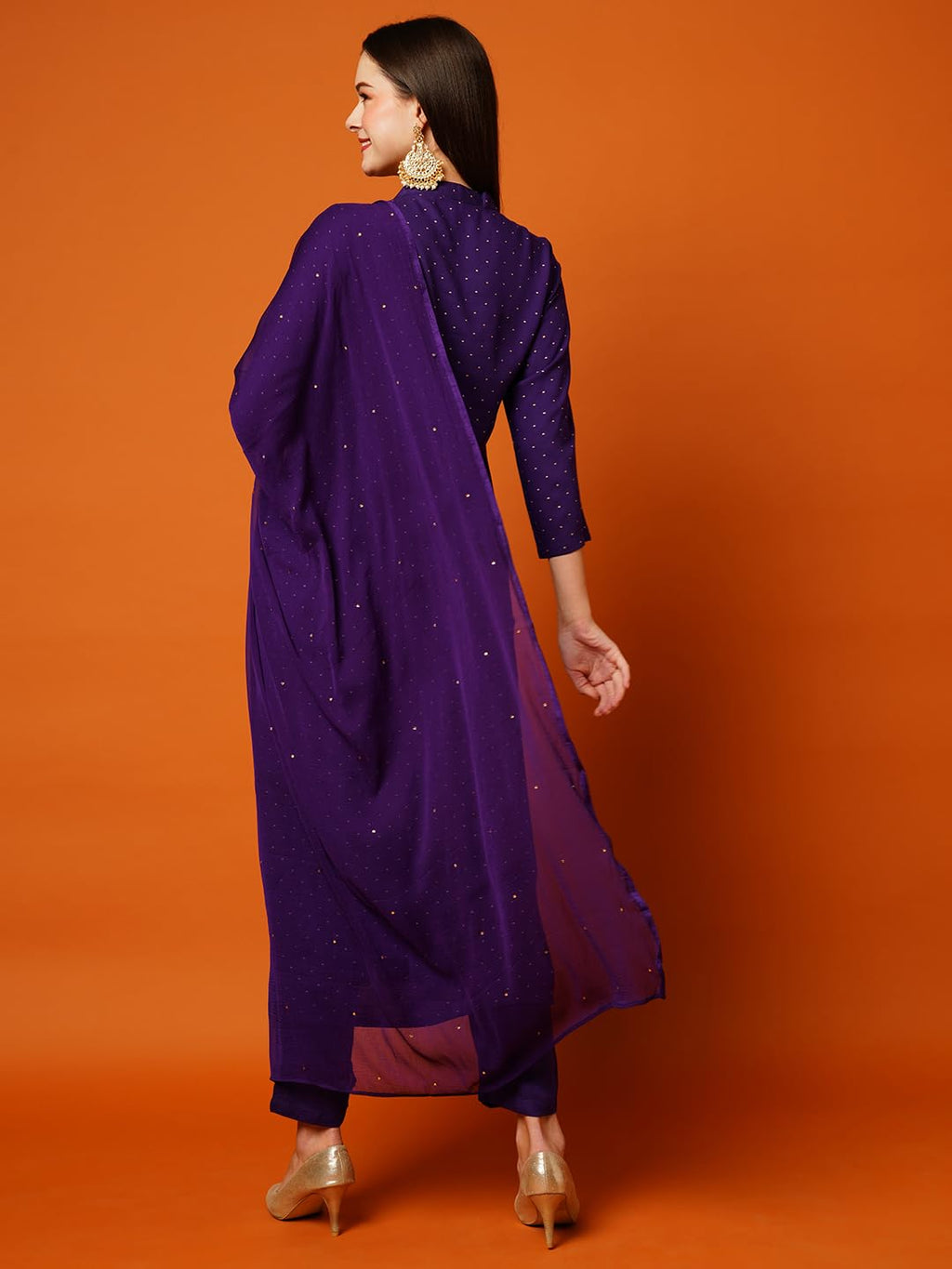 ANNI DESIGNER Womens Cotton Blend Straight Printed Kurta with Pant & Dupatta (RAJI-BEGANI-NW_M_Violet_Medium)