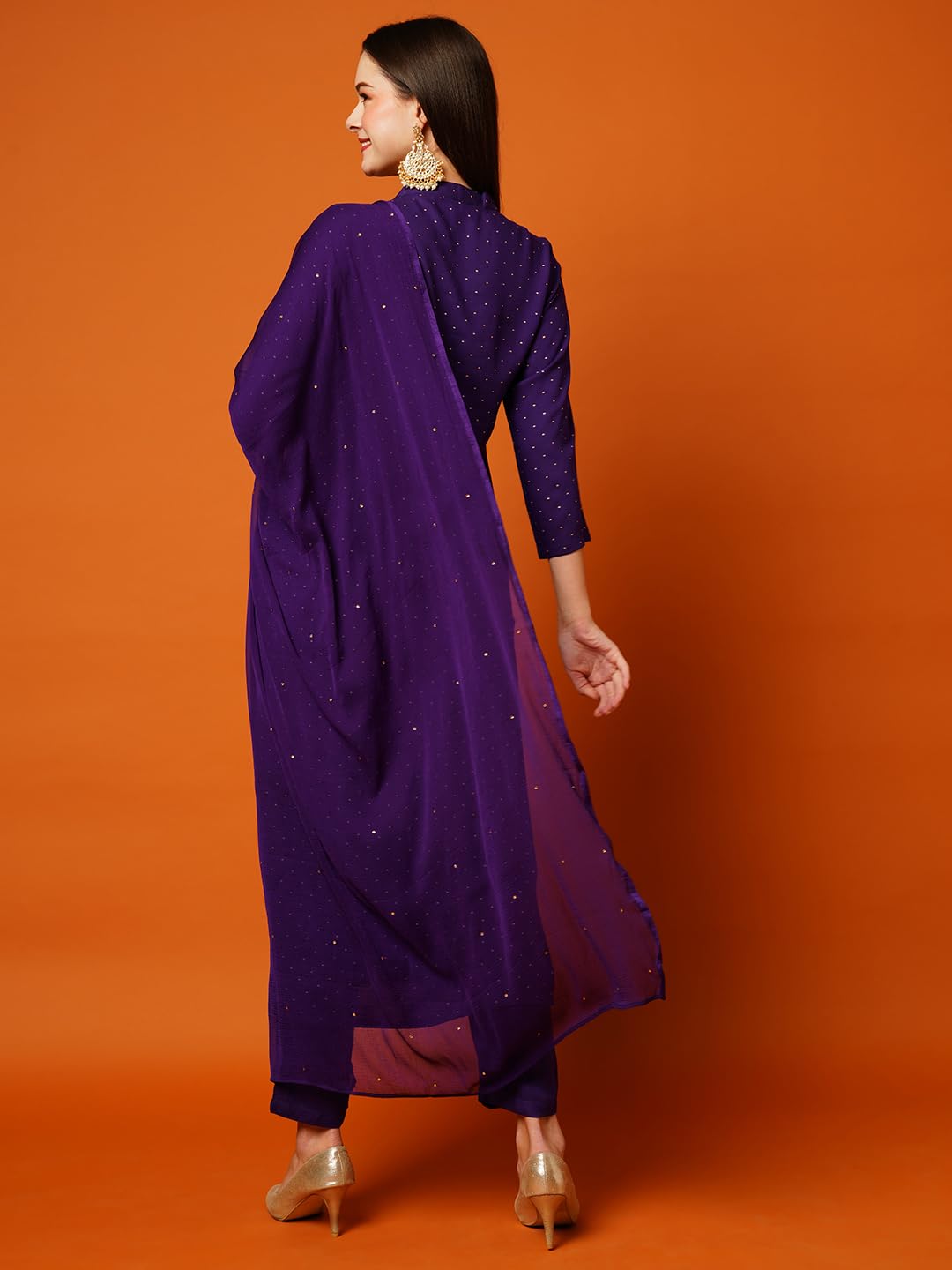 ANNI DESIGNER Womens Cotton Blend Straight Printed Kurta with Pant & Dupatta (RAJI-BEGANI-NW_S_Violet_Small)