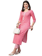 ANNI DESIGNER Womens Cotton Blend Straight Printed Kurta with Pant (Tai Pink_XXL_Pink_XX-Large)