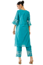 Soch Women Blue Chanderi Solid Kurta Set