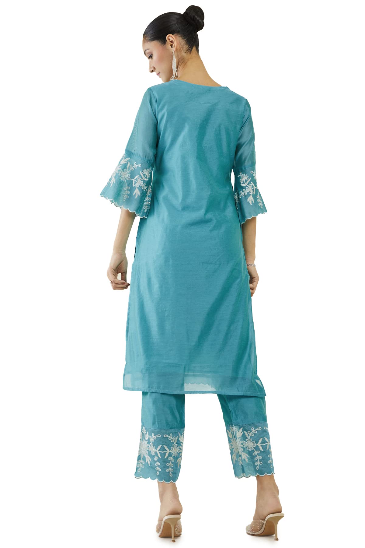 Soch Women Blue Chanderi Solid Kurta Set