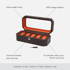 WOLF Windsor 5-Piece Watch Box, Brown/Orange - Features Five Watch Compartments & Vegan Leather Exterior
