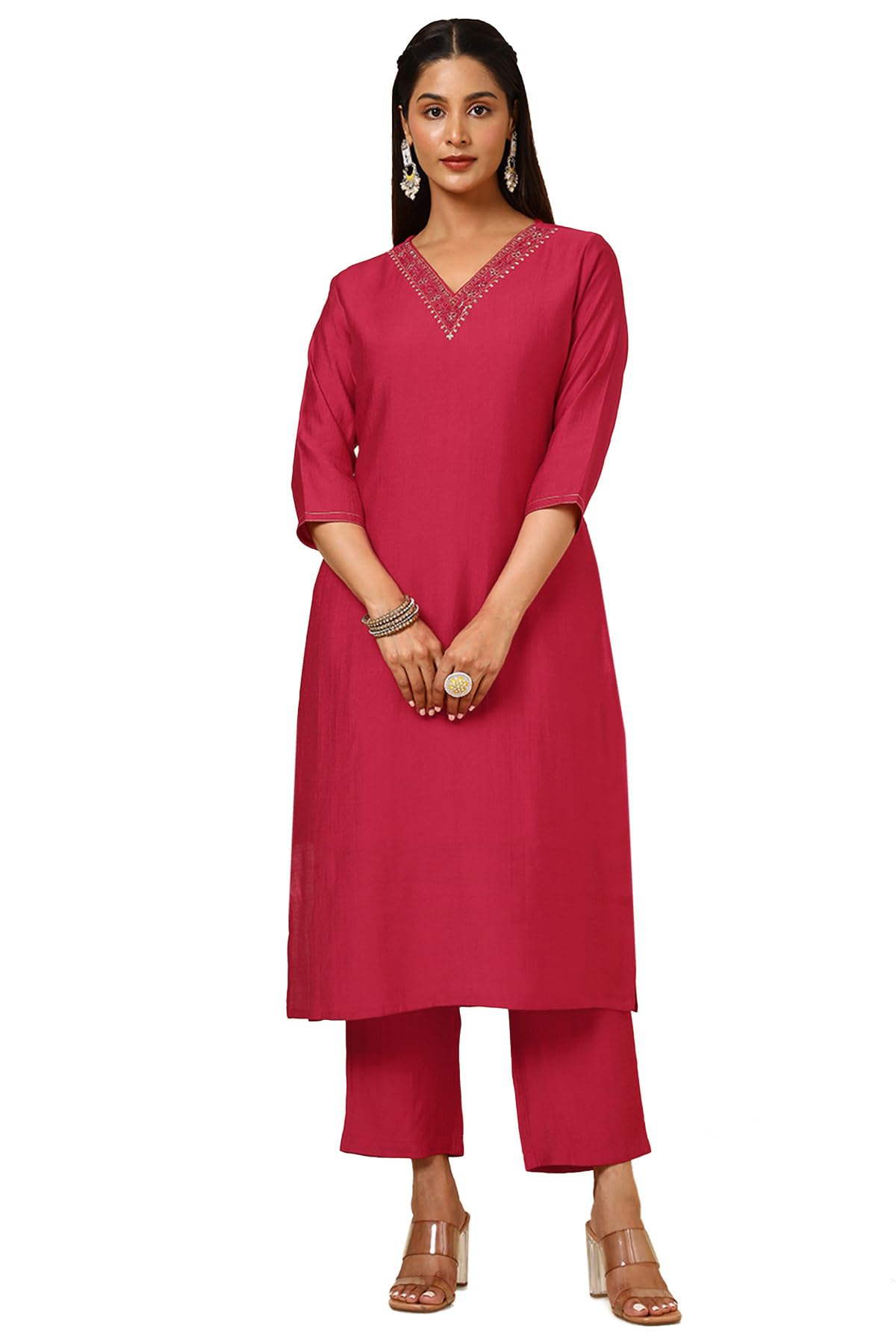 Soch Women Viscose Blend Embellished Kurta Set with Beads and Stones