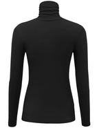 AUHEGN Womens Long Sleeve Turtleneck Lightweight Slim Active Shirts Black Medium