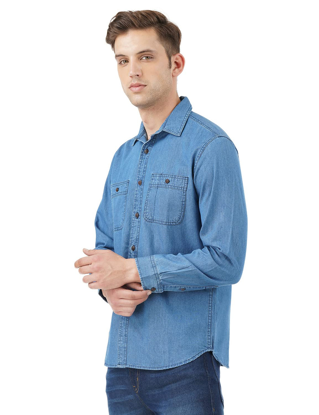 INKD Mens Lightweight Denim Shirt