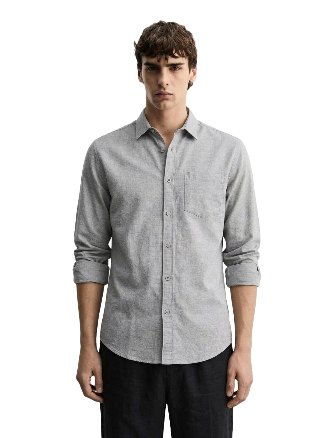The Indian Garage Co Mens Slim Fit Solid Cutaway Collar Full Sleeves Shirt
