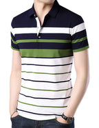 Eyebogler Mens Cotton Blend Casual Polo Neck Half Sleeve Regular Fit Striped Printed Tshirt,Men Best Tshirt, Polo Styles