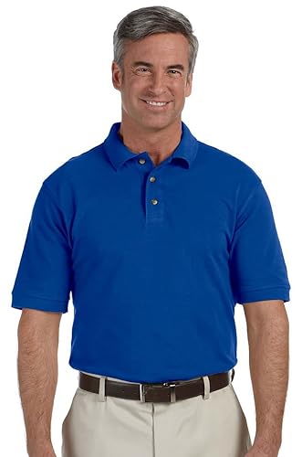 Mens 6 oz Ringspun cotton Piqu Short-Sleeve Polo - WHITE - 5XL(D0102H7KYgX)