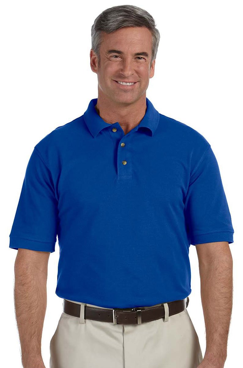 Mens 6 oz Ringspun cotton Piqu Short-Sleeve Polo - WHITE - 5XL(D0102H7KYgX)