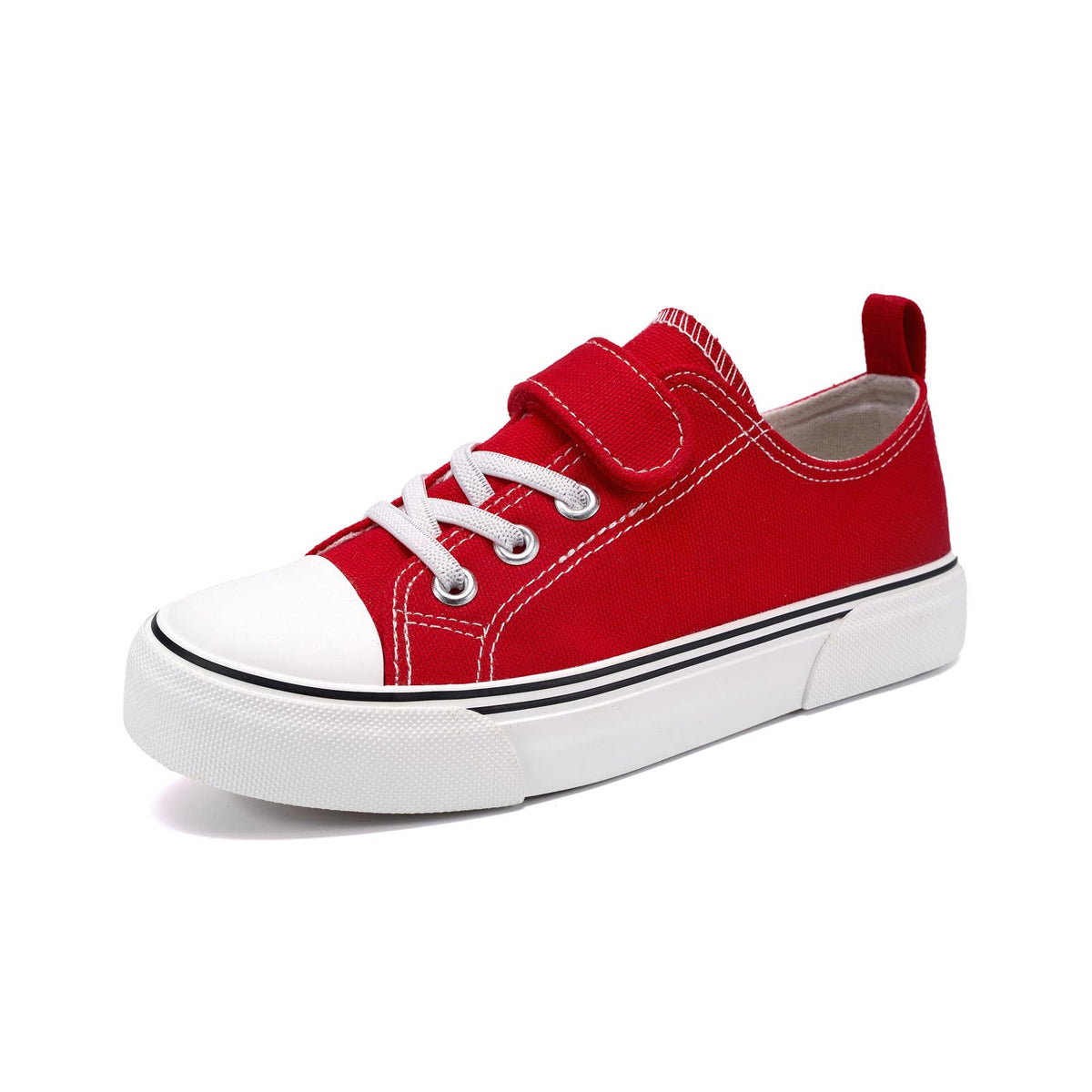 Zoroadke Toddler Boys and Girls Sneakers Low Top Adjustable Strap Canvas Shoes for Kids, Red, 1 Little Kid 1