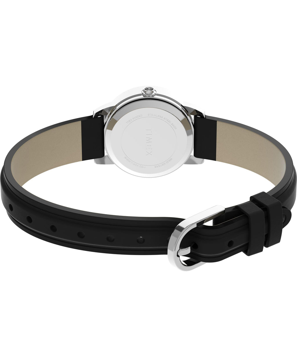 Timex Women's Easy Reader 25mm Watch - Silver-Tone Case White Dial with Black Leather Strap
