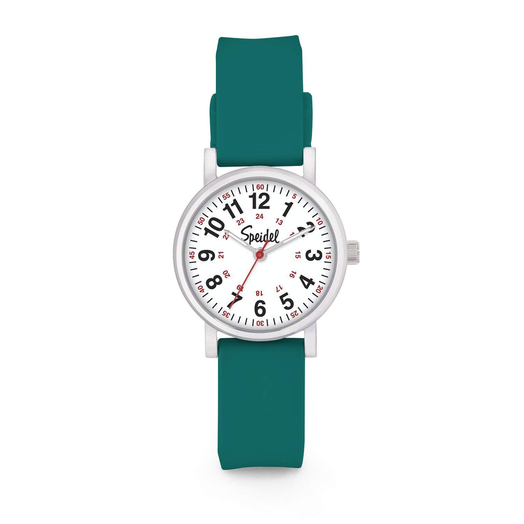 Speidel Scrub Petite Watch Made for Doctors, Nurses, EMT, Surgeons and Students w/Red Second Hand in Hunter Green