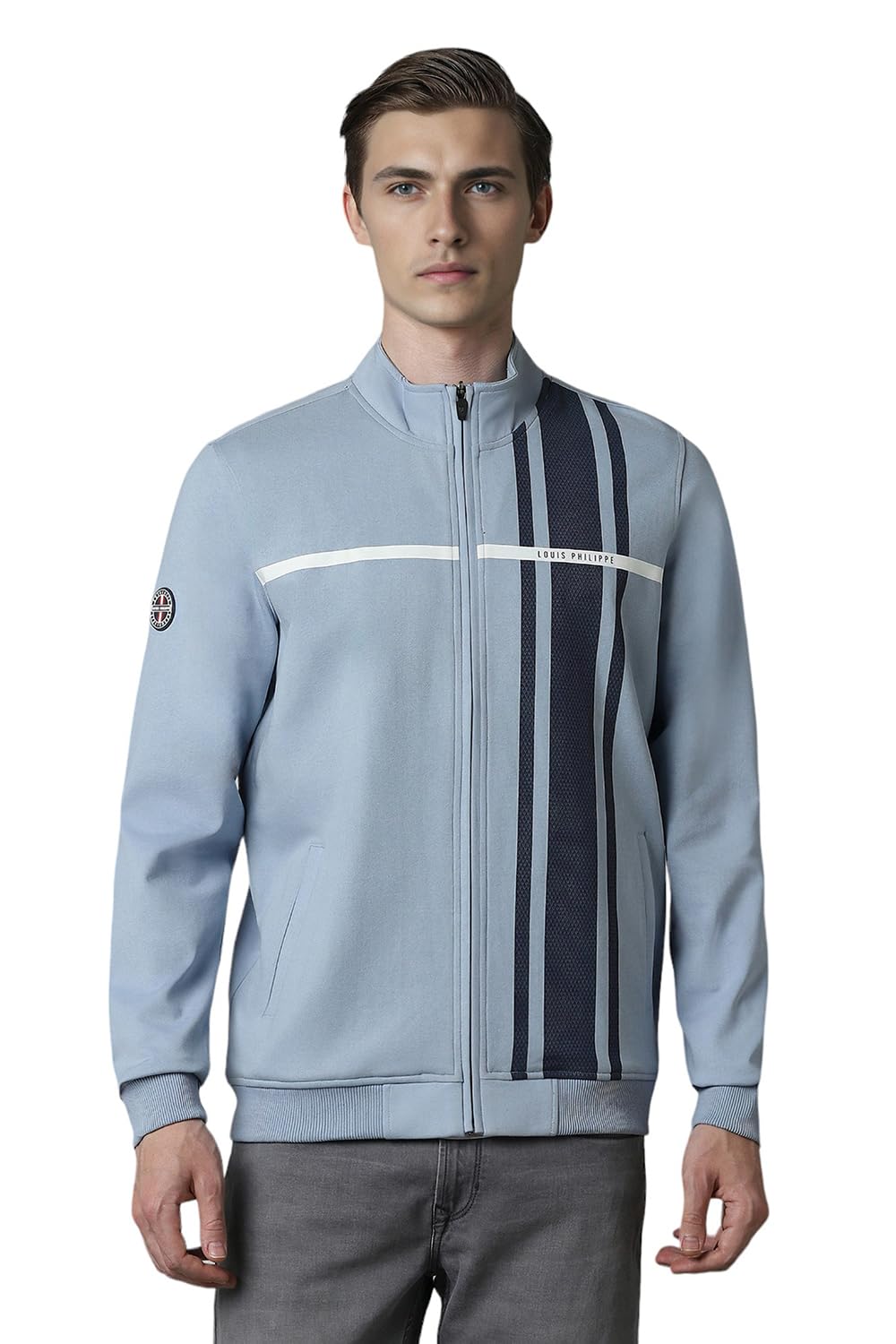 Louis Philippe Men Casual Blue Patterned Sweatshirt