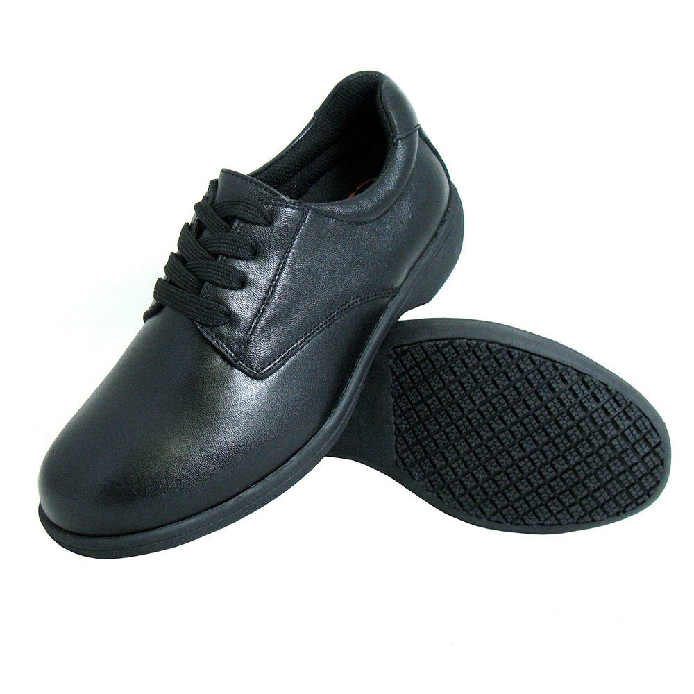 Genuine Grip 420-11M Mens Slip-Resistant Leather Work Oxford  Black - Size 11