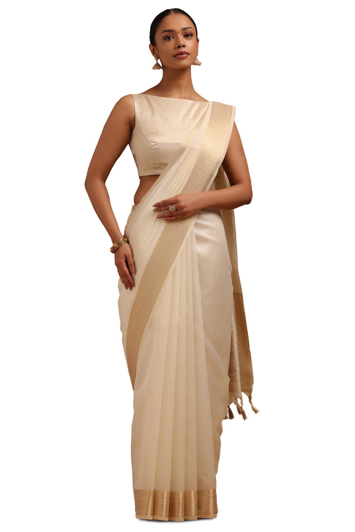 Soch Women Art Silk Solid Saree with Zari Woven