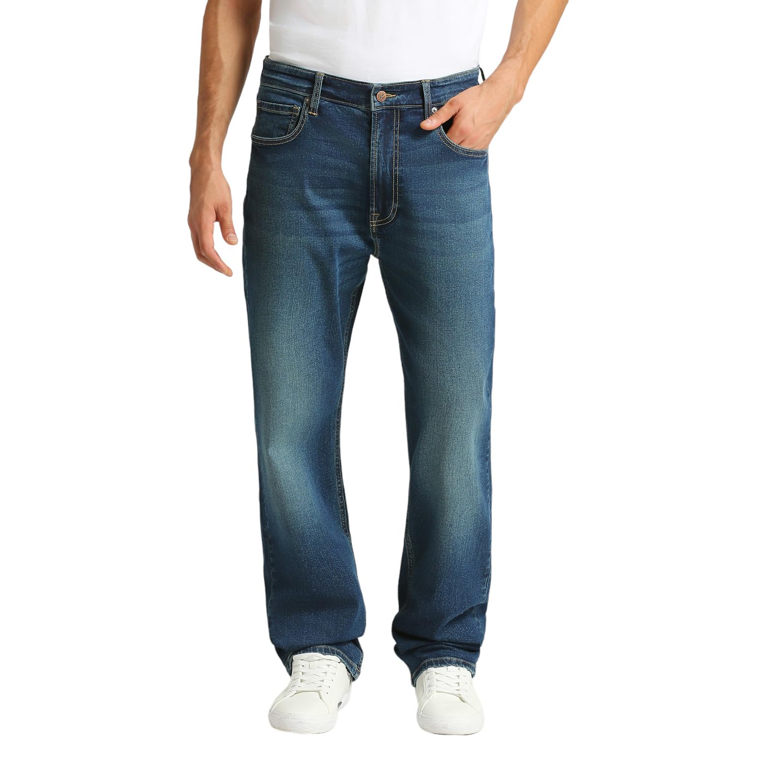 Pepe Jeans MenS Regular Jeans (Pm207853A193_Green Used_Mid Indigo Blue