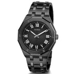 GUESS Mens 42mm Watch - Black Strap Black Dial Black Case