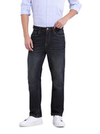 The Indian Garage Co Mens Slim Straight Fit Solid Mid-Rise Jeans