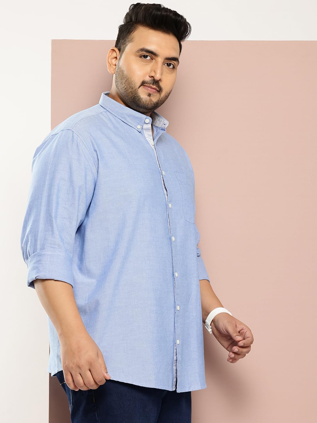 Thomas Scott Mens | Plus Size | Regular Fit | Long Sleeves | Button-Down Collar | Oxford Fabric | Casual | Shirts for Men (TS14