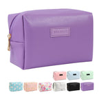 MAANGE Small Makeup Bag For Purse, Travel Cosmetic Bag Makeup Pouch PU Leather Portable Versatile Zipper Pouch For Women (Purple