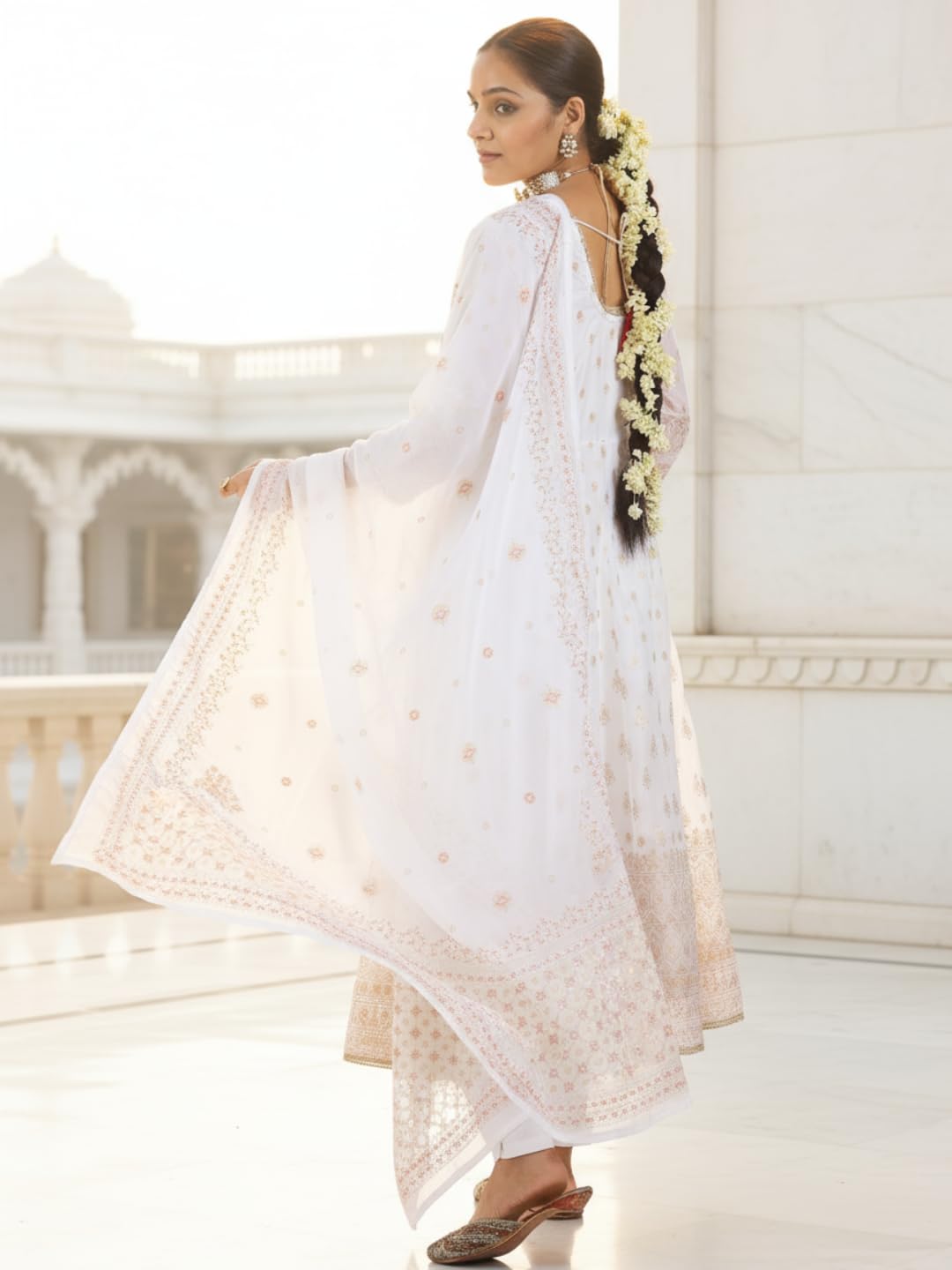 Libas Off White Organza Printed Kurta Sets For Women