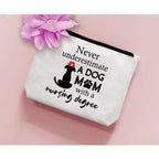 Nurse and Dog Mom Cosmetic Bag Gift, Dog Lover Gift, Nurse Appreciation Graduation Gift, Never Underestimate A Dog Mom with A Nu