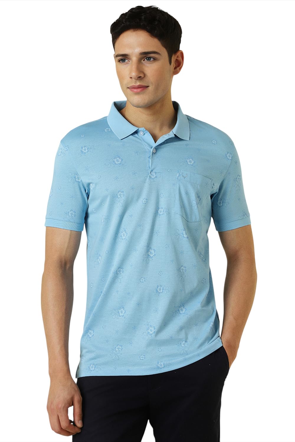 Allen Solly Men Printed Casual Cotton Polo Shirt