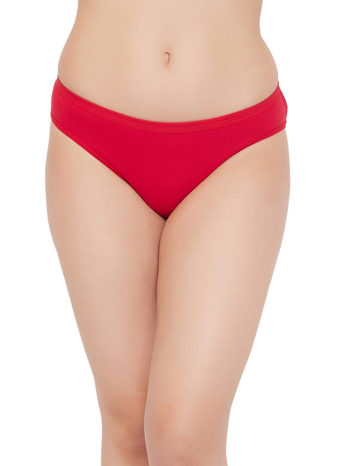 Clovia WomenS Cotton Blend Regular Solid Bikini Style Underwear (Pack Of 1) (Pn1219A04L_Red_L)