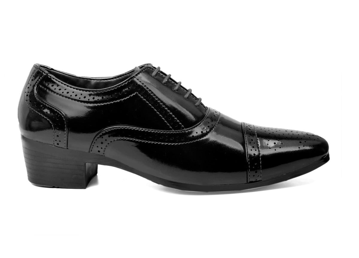 YUVRATO BAXI Mens 2 Inch Heel Height Increasing Black Formal Oxford laceUp Sami Brogue Shoe7 UK 7