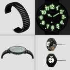 Blekon Collections New Super Large Face Stretch Band Japanese Movement PC21J Fashion Watch (Black/Luminous)