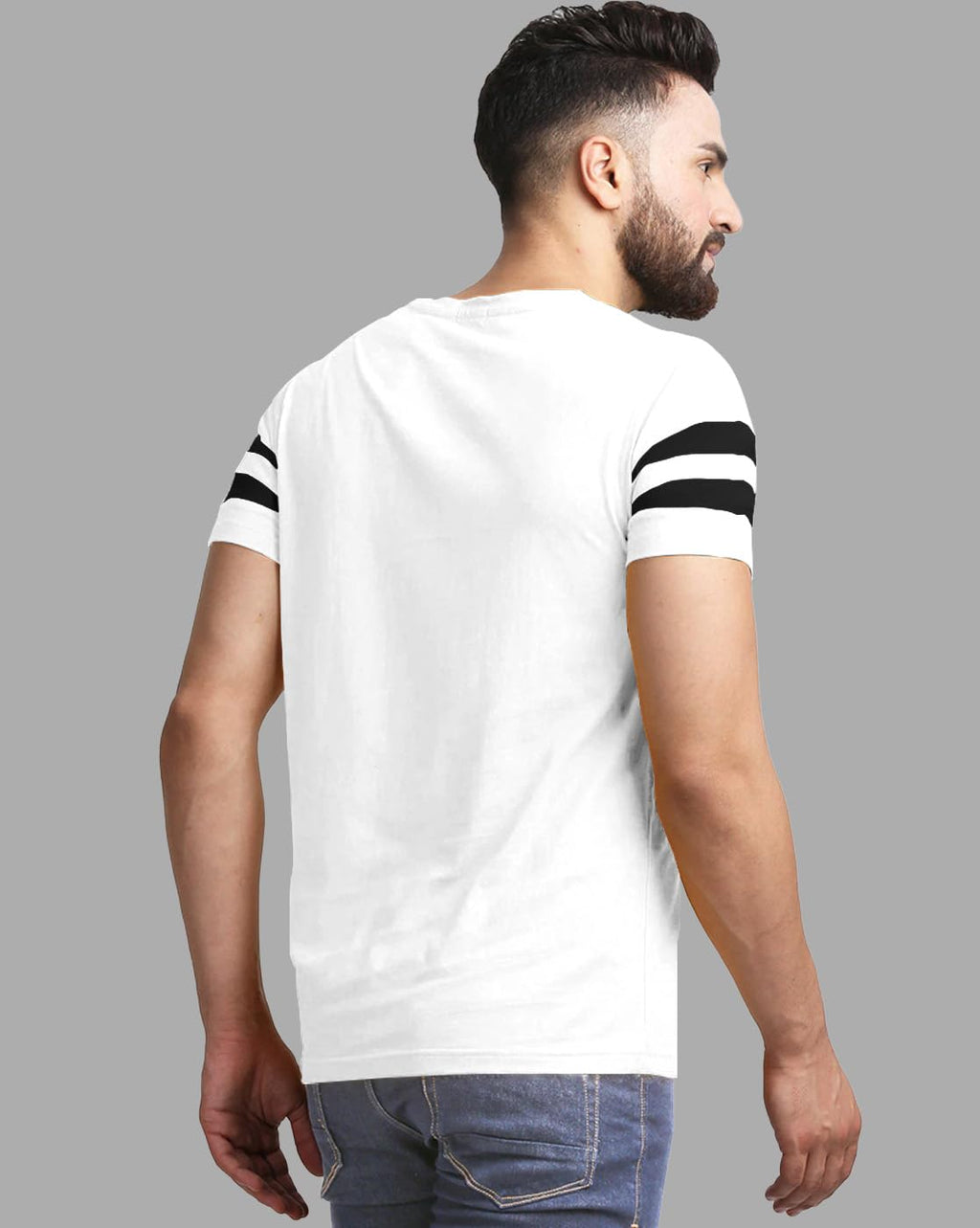 Noble Monk Men Regular Fit T-Shirt | Round Neck | Half Sleeve | Self Design | Casual T Shirt For Men White Black