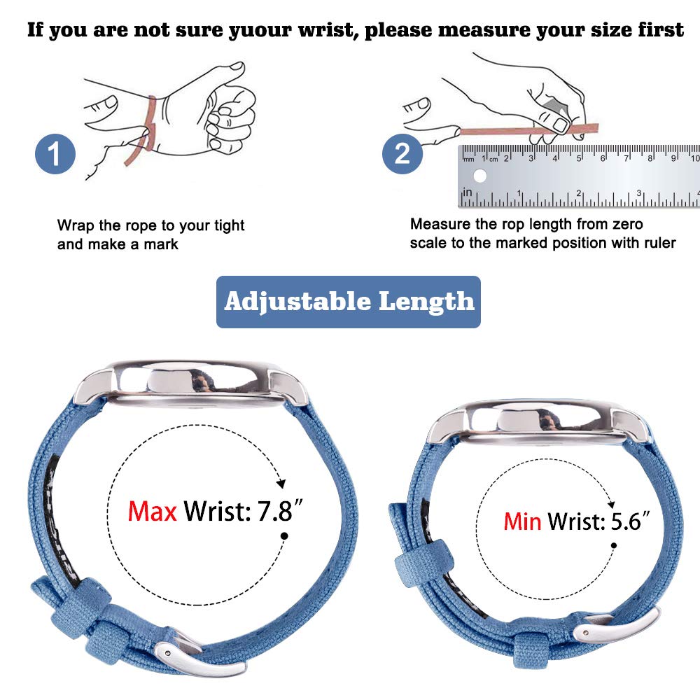 Ritche Christmas Gift 18mm Canvas Wristbands Quick Release Watch Band Blue Replacement Watch Straps for Men Women, Valentine's d