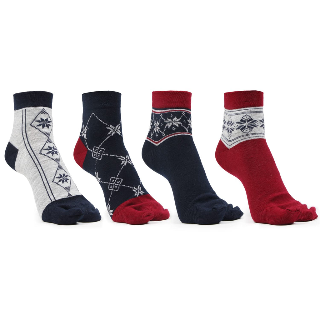 Bonjour Ankle Length Woolen Thumb Socks For Women- Pack of 4