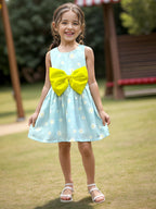 A.T.U.N. (ALL THINGS UBER NICE) Mini Auqa Floral Printed Pam Bow Dress for Girls Aqua