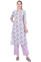 Aurelia Women'S Purple Printed Pure Cotton Straight Kurta With Palazzo & Dupatta Set (Size: L)-As15582-508947