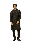 Manyavar MenS Silk Regular Kurta And Churidar (S952521-310_Black_Xl)