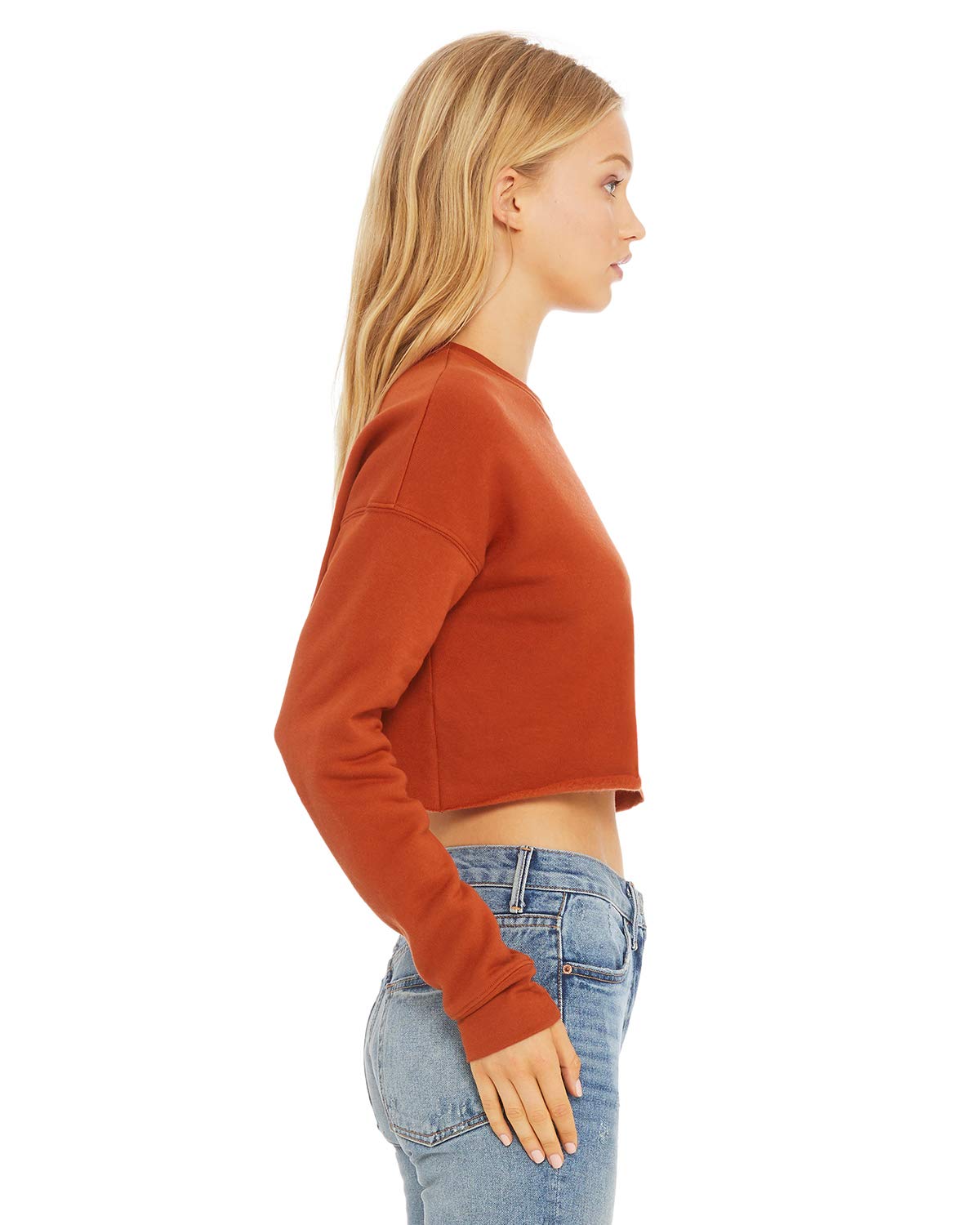 Ladies cropped Fleece crew - DEEP HEATHER - S(D0102H7WF1T)