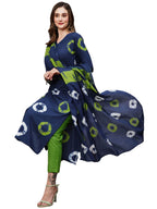 ANNI DESIGNER Womens Cotton Blend Straight Printed Kurta with Pant & Dupatta (Sumitra Blue-NW_M_Blue_Medium)