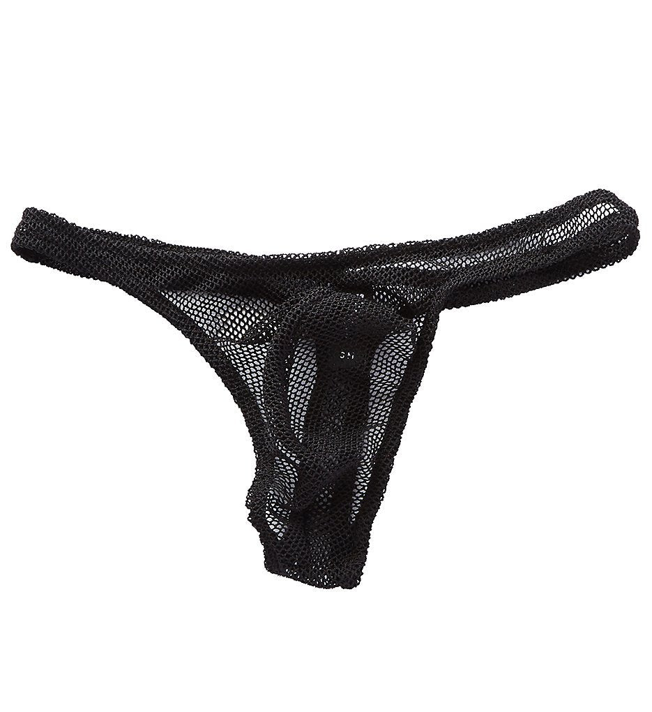 Male Power Stretch Fishnet Bong Thong Black - Small/Medium