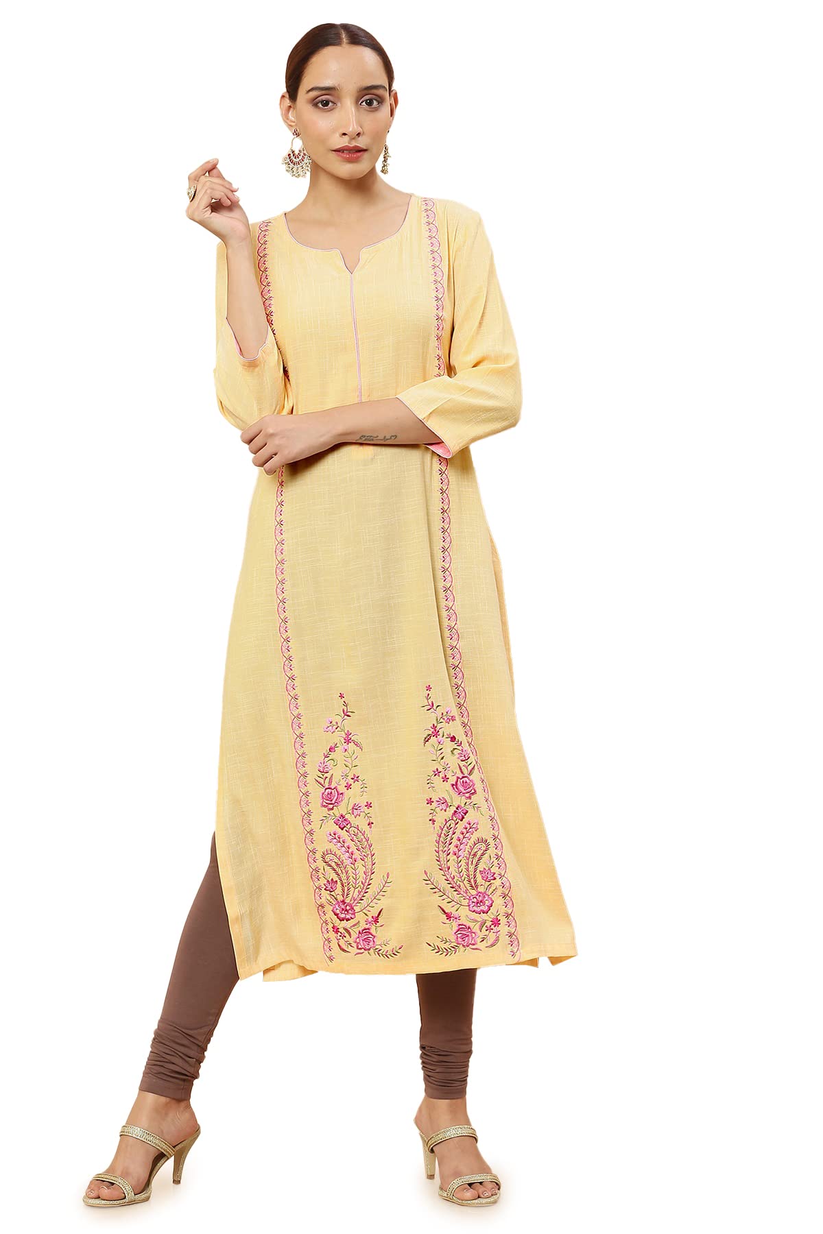 Soch Women Rayon Round Neck Printed Kurta