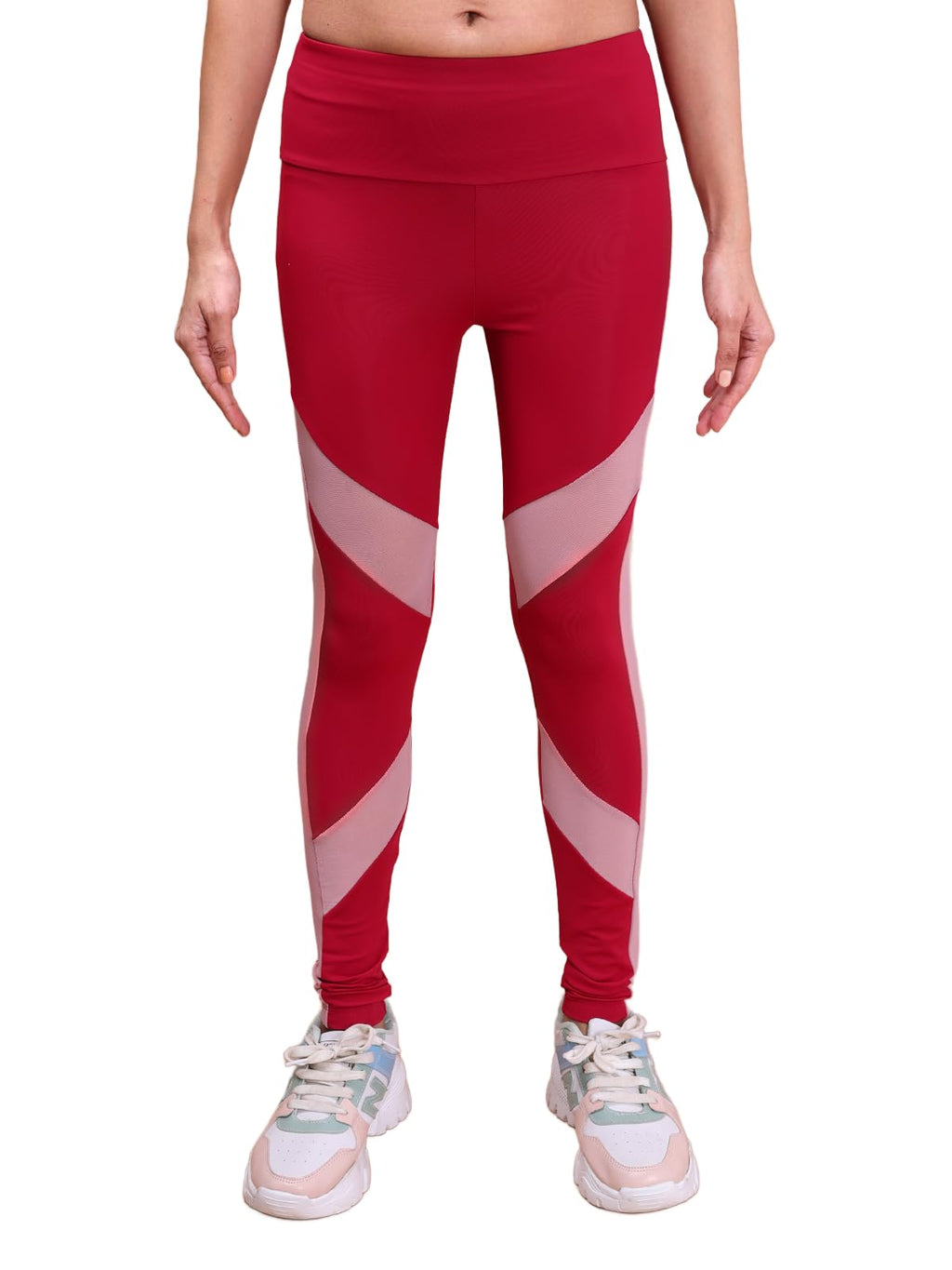 Rupa Colors Womens PLAYSURE Dry FIT Activewear Leggings | Stretchable Warp Knit Fabric | Breathable Mesh Self-Folding Waistband 