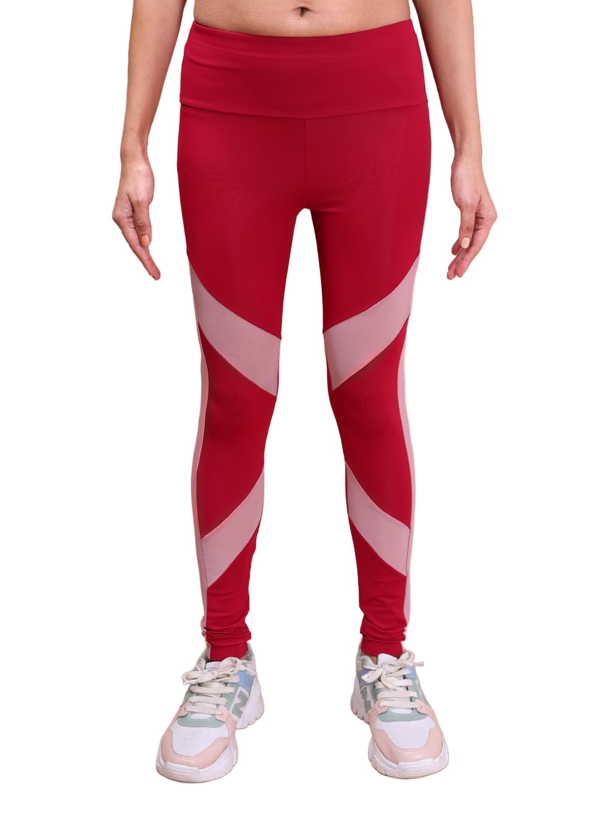 Rupa Colors Womens PLAYSURE Dry FIT Activewear Leggings | Stretchable Warp Knit Fabric | Breathable Mesh Self-Folding Waistband 